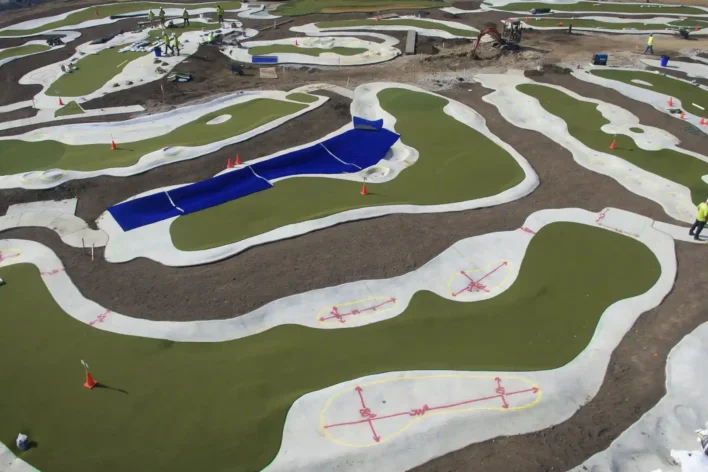 aerial view of synlawn golf installation in Indianapolis